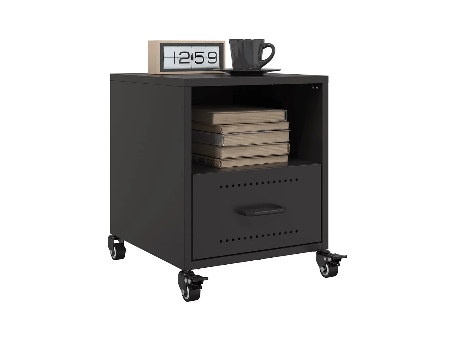 Evalara  Tables de chevet 2 pcs noir 36x39x43,5 cm acier