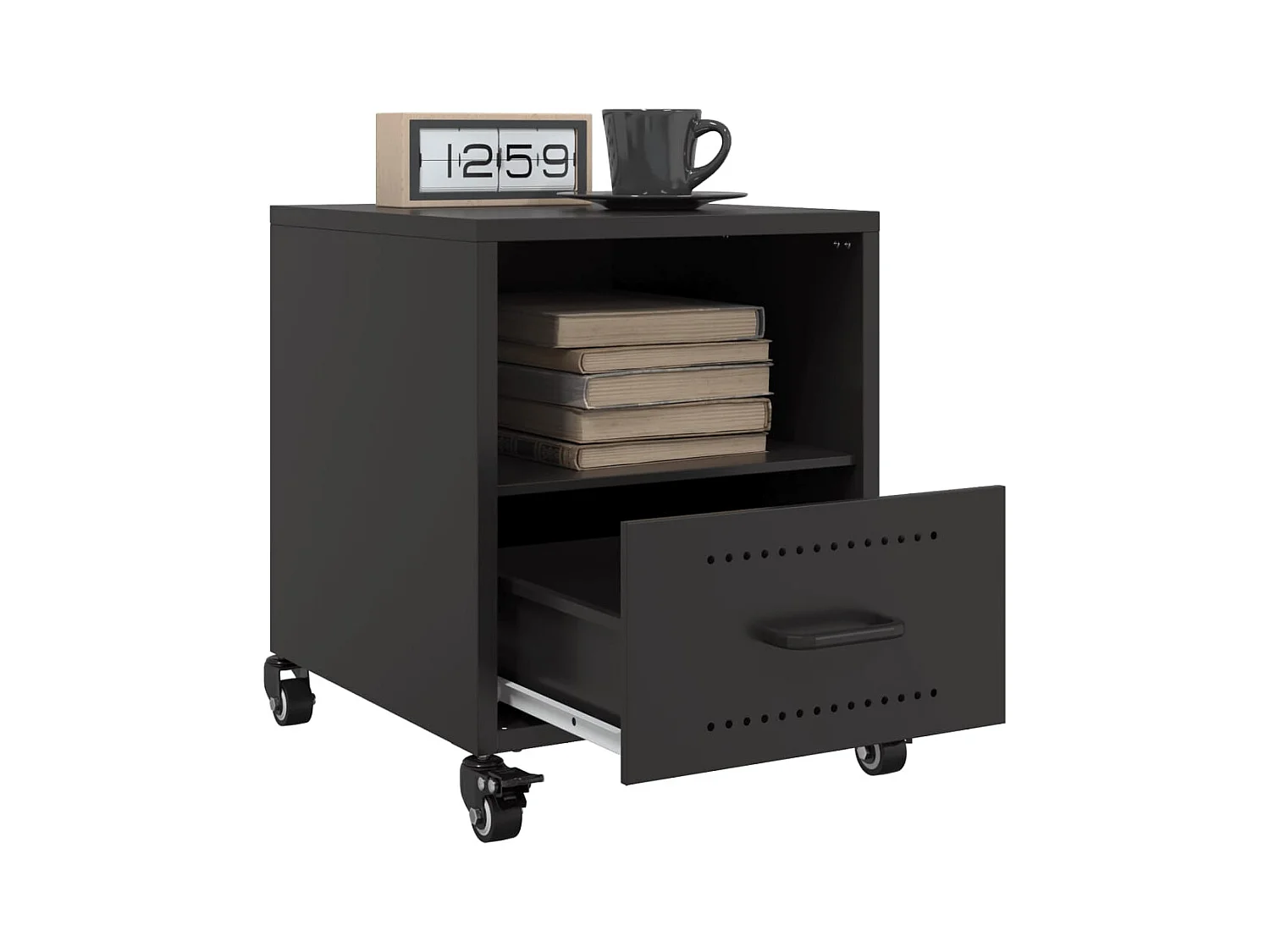 Evalara  Tables de chevet 2 pcs noir 36x39x43,5 cm acier