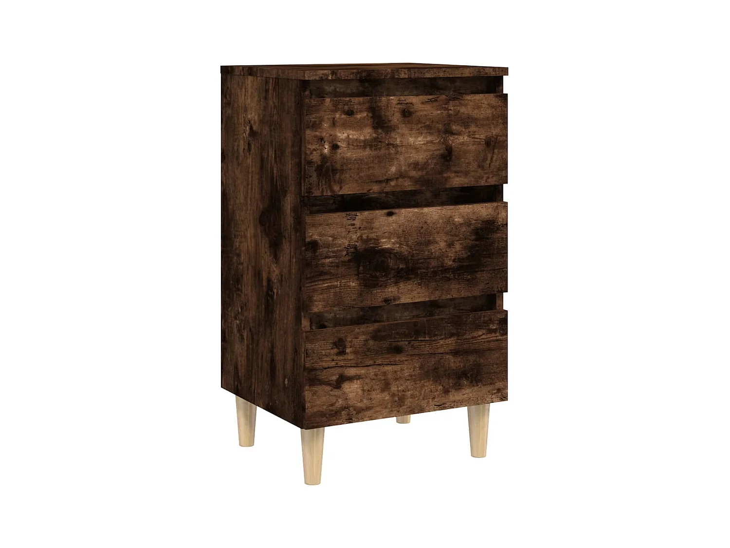 Kendallville  Table de chevet avec pieds en bois solide Chêne fumé 40x35x69cm