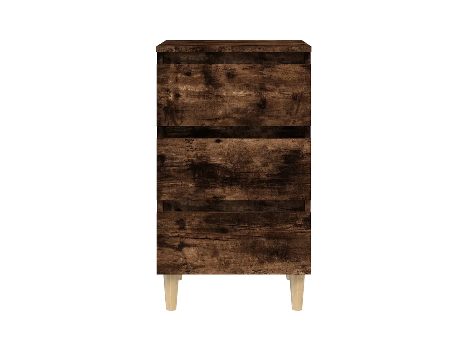 Kendallville  Table de chevet avec pieds en bois solide Chêne fumé 40x35x69cm