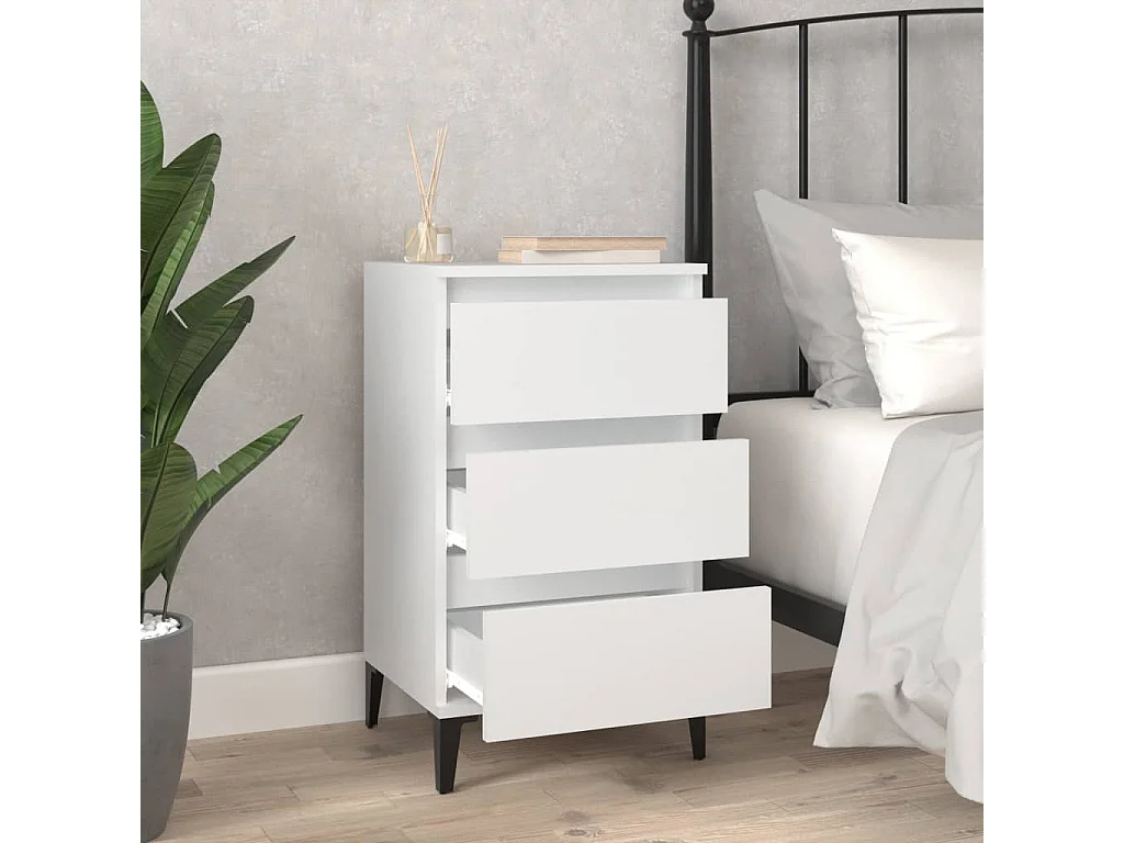 Darby  Table de chevet blanc 40x35x70 cm bois d’ingénierie