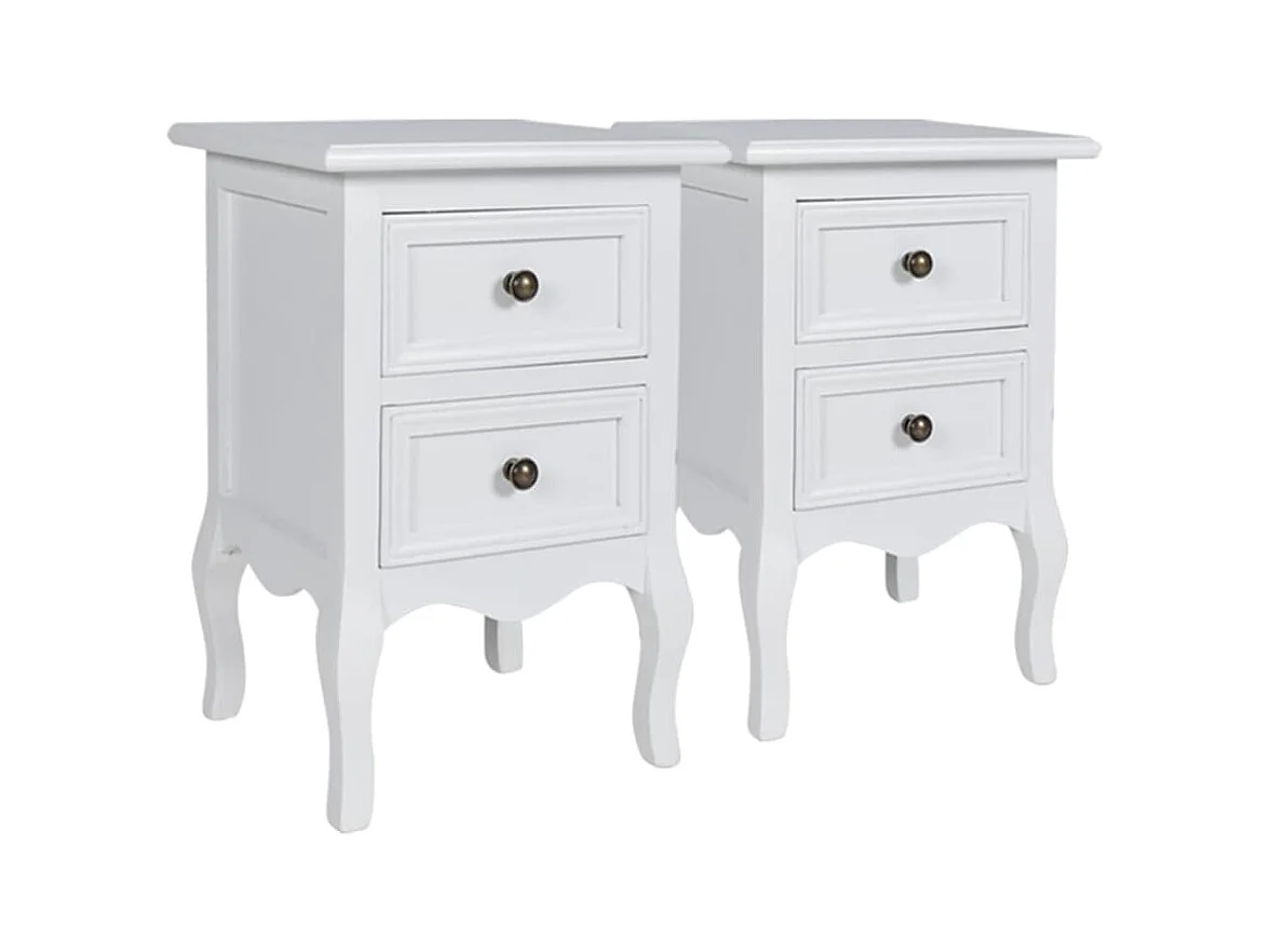 Jack Walter  Table de chevet 2 pcs avec 2 tiroirs MDF Blanc