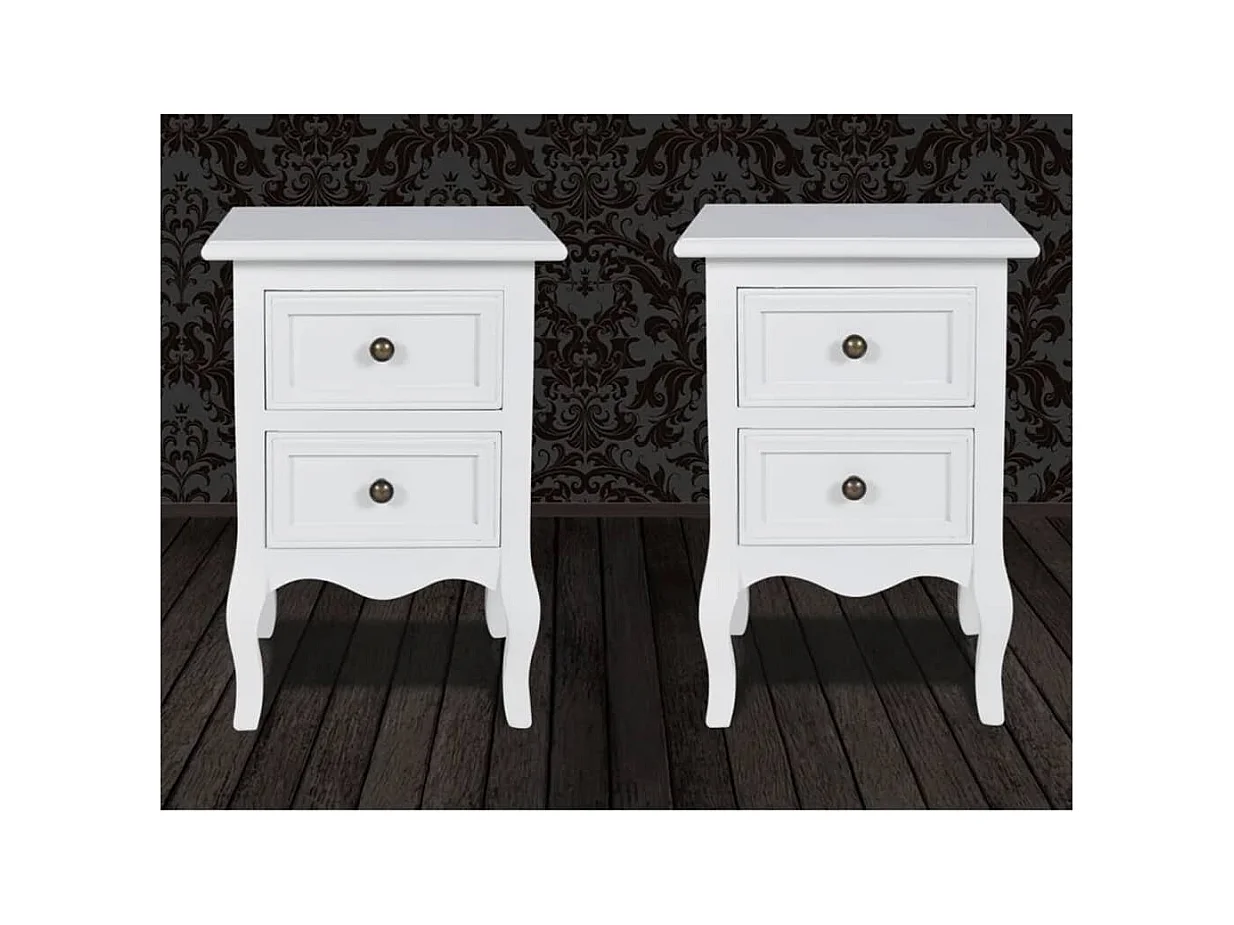 Jack Walter  Table de chevet 2 pcs avec 2 tiroirs MDF Blanc