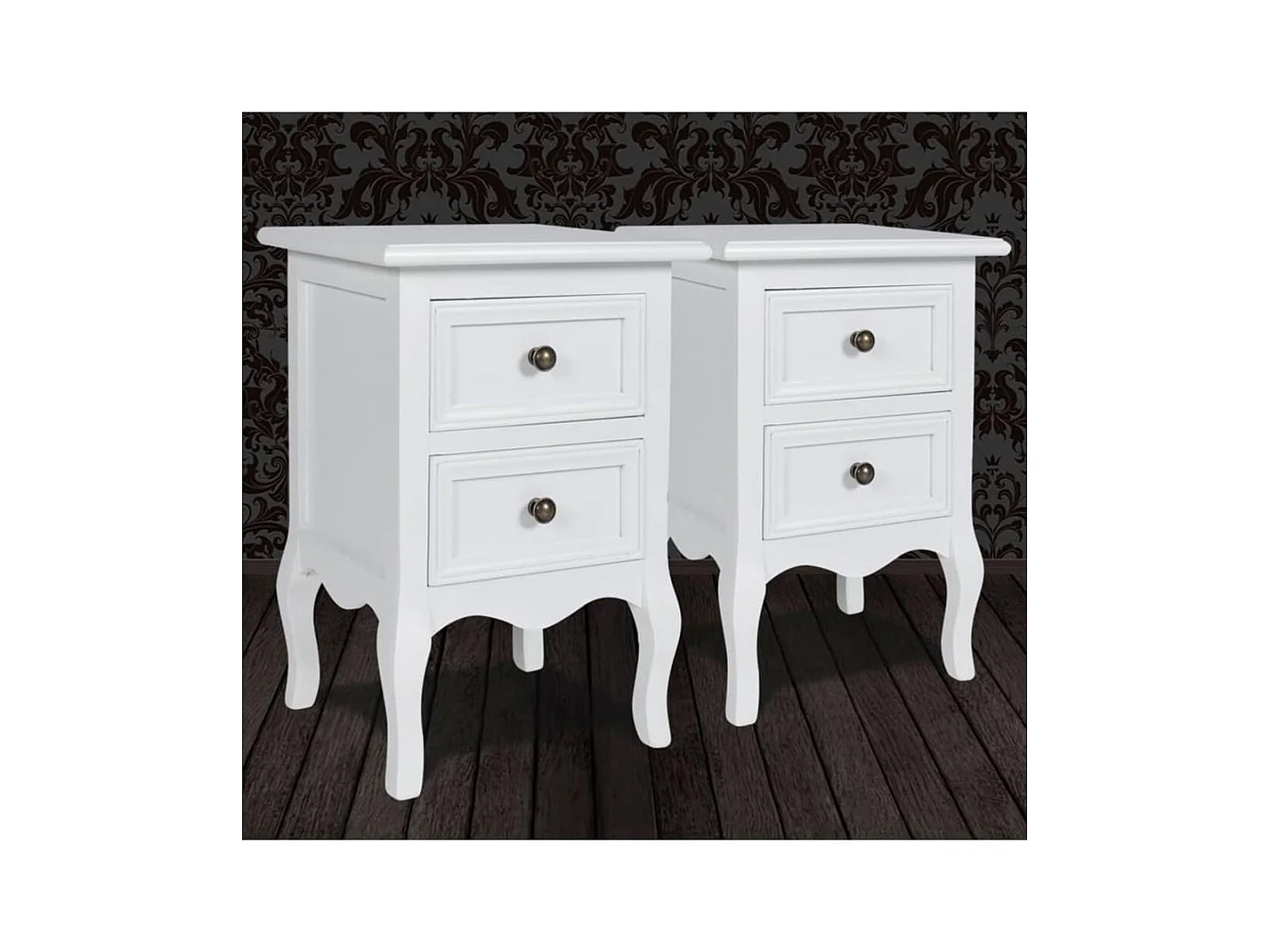 Jack Walter  Table de chevet 2 pcs avec 2 tiroirs MDF Blanc