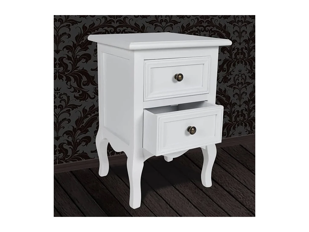 Jack Walter  Table de chevet 2 pcs avec 2 tiroirs MDF Blanc