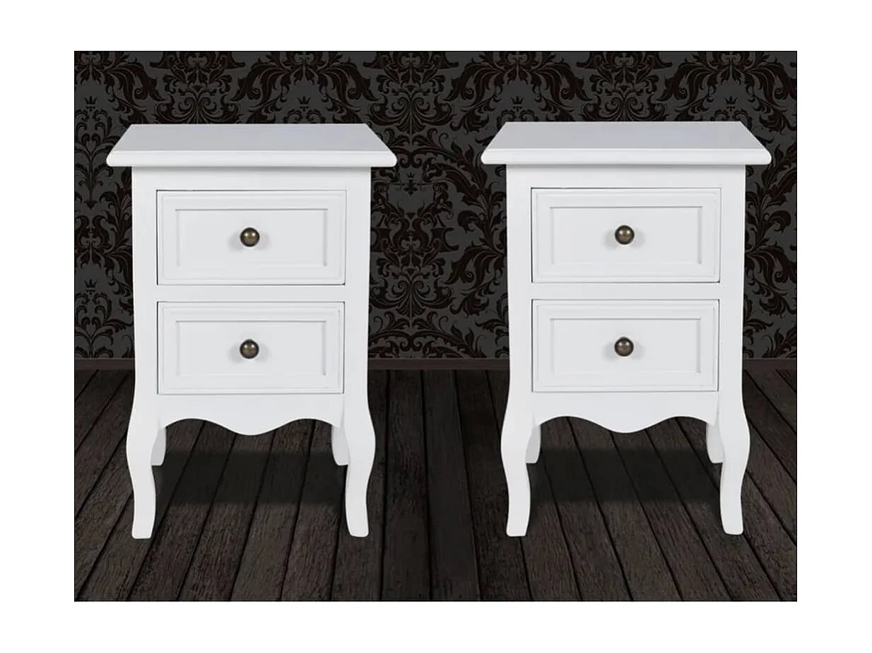 Jack Walter  Table de chevet 2 pcs avec 2 tiroirs MDF Blanc