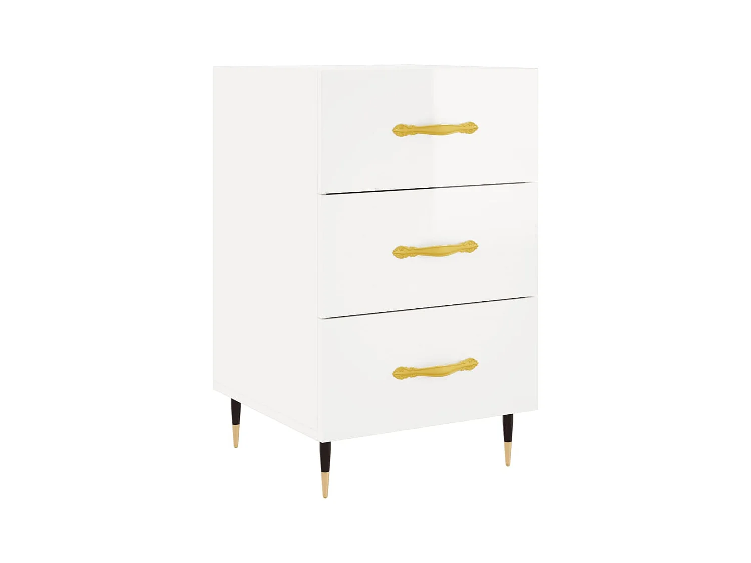 Maria Elise  Nachttisch Hochglanz-Weiß 40x40x66 cm Holzwerkstoff