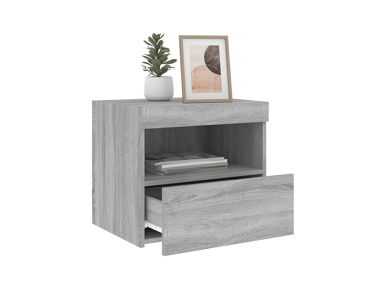 Bishop  Tables de chevet avec lumières LED 2 pcs sonoma gris 50x40x45cm