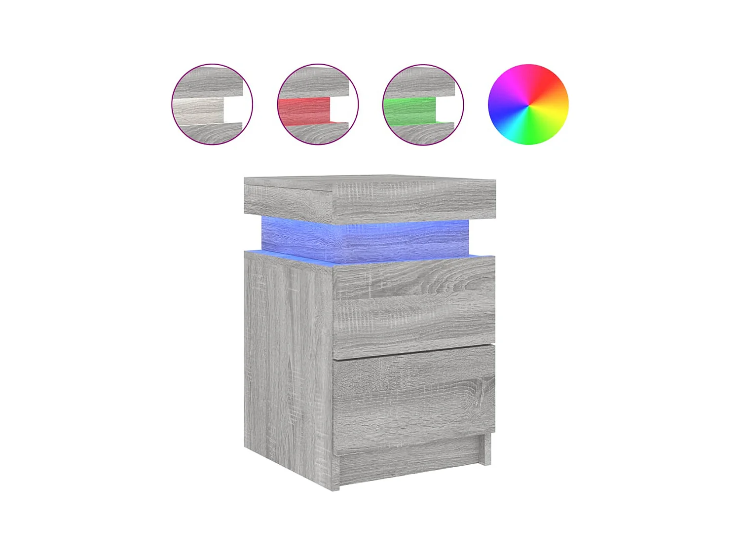 Barry John  Table de chevet avec lumières LED sonoma gris 35x39x55 cm