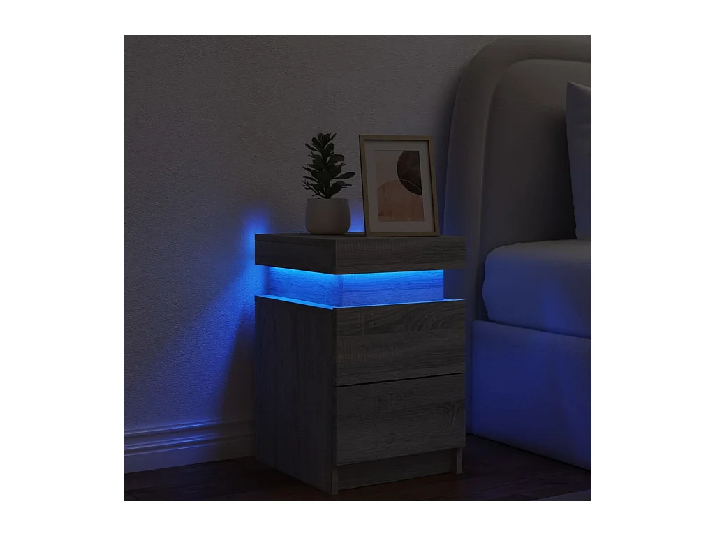 Barry John  Table de chevet avec lumières LED sonoma gris 35x39x55 cm