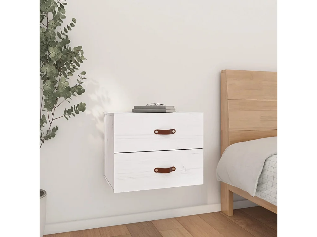 Elmont  Table de chevet murale Blanc 50x36x40 cm