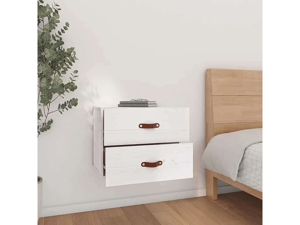 Elmont  Table de chevet murale Blanc 50x36x40 cm