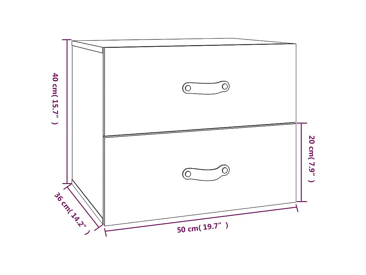 Elmont  Table de chevet murale Blanc 50x36x40 cm
