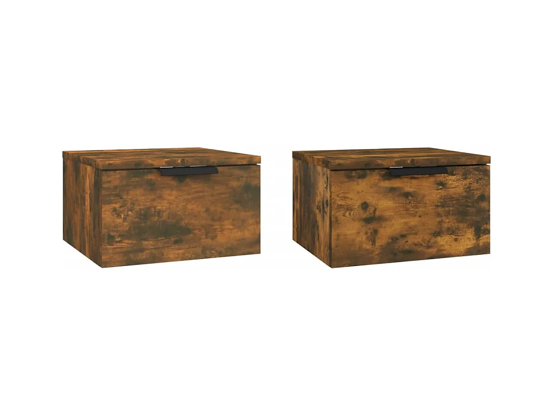 Steve James  Tables de chevet murales 2 pcs Chêne fumé 34x30x20 cm