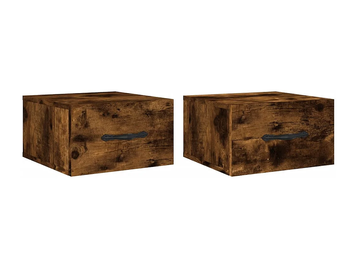 Carbon Hill  Tables de chevet murales 2 pcs chêne fumé 35x35x20 cm