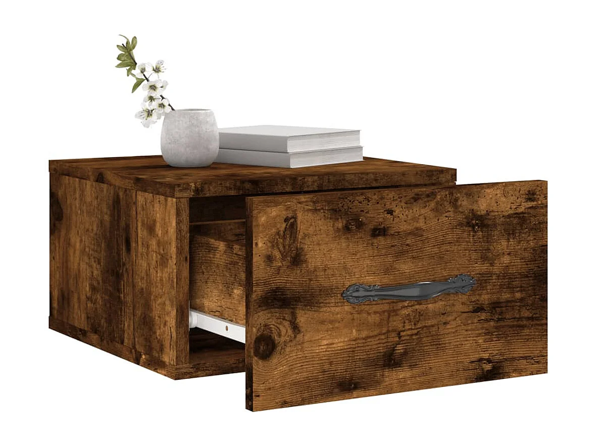 Carbon Hill  Tables de chevet murales 2 pcs chêne fumé 35x35x20 cm