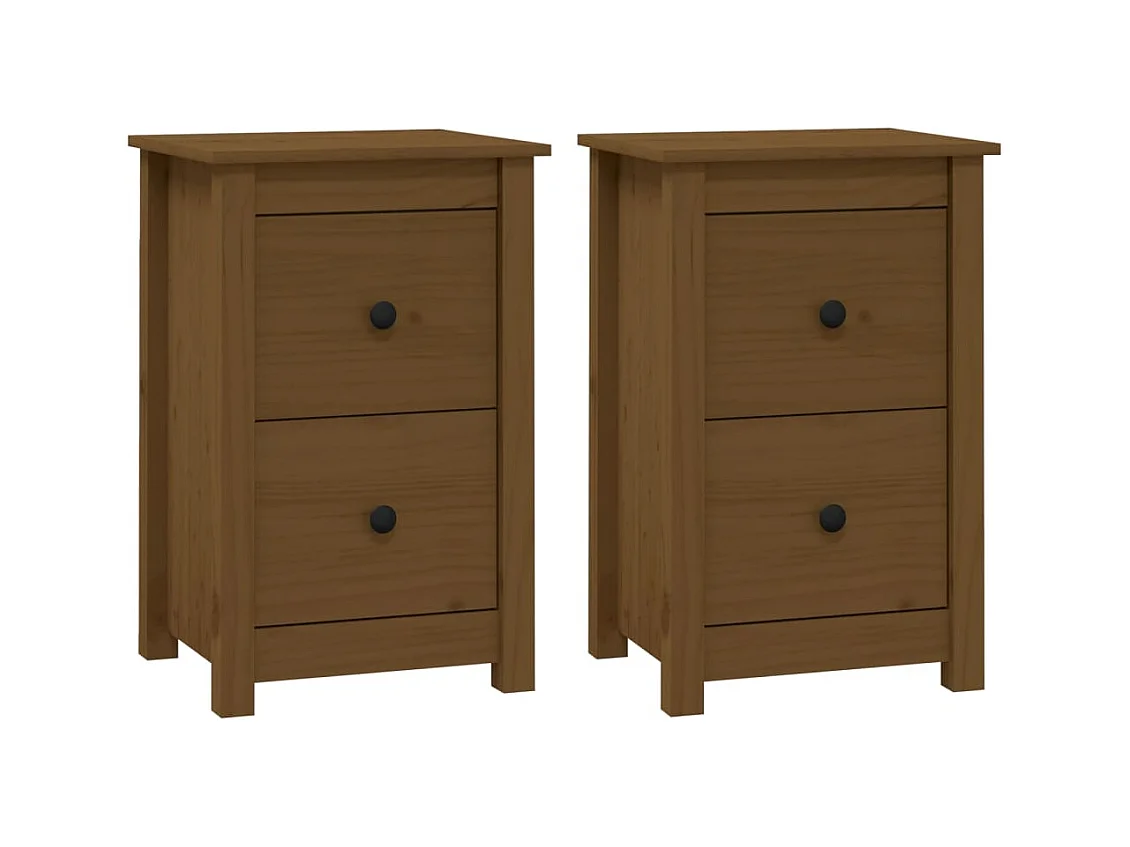 Rida  Tables de chevet 2 pcs Marron miel 40x35x61,5 cm Pin solide