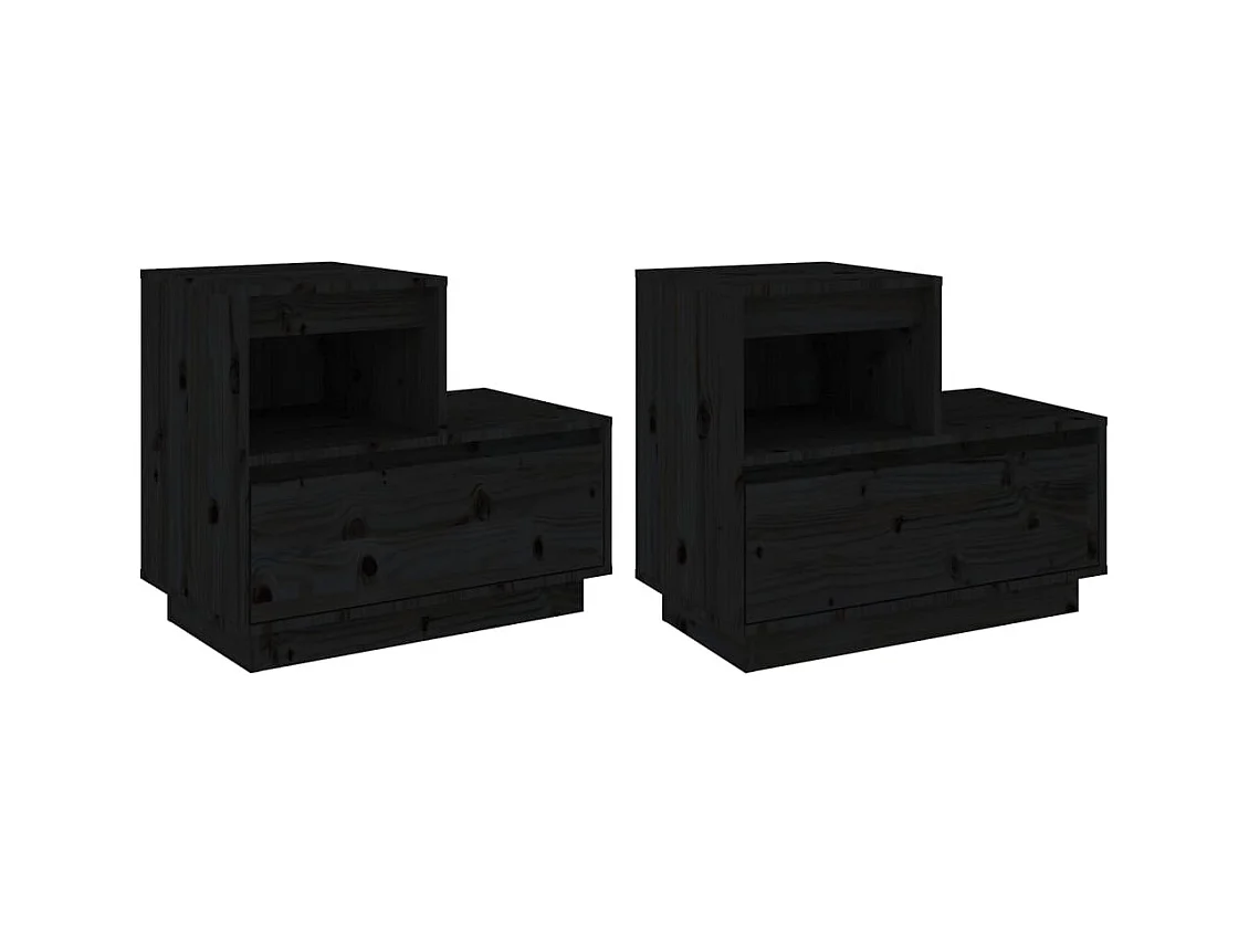 Kværndrup  Tables de chevet 2 pcs Noir 60x34x51 cm Bois de pin solide