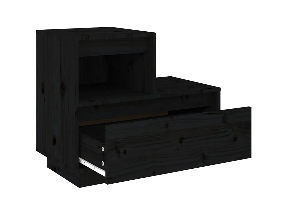 Kværndrup  Tables de chevet 2 pcs Noir 60x34x51 cm Bois de pin solide