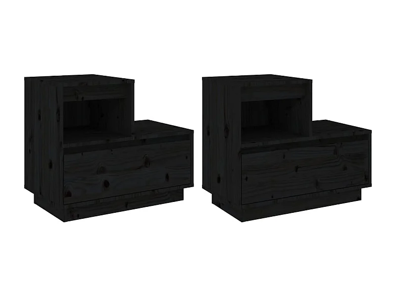 Kværndrup  Tables de chevet 2 pcs Noir 60x34x51 cm Bois de pin solide