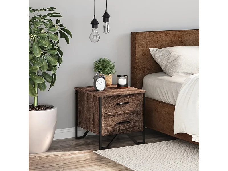 Hanne  Table de chevet chêne marron 40x41x40 cm bois d’ingénierie