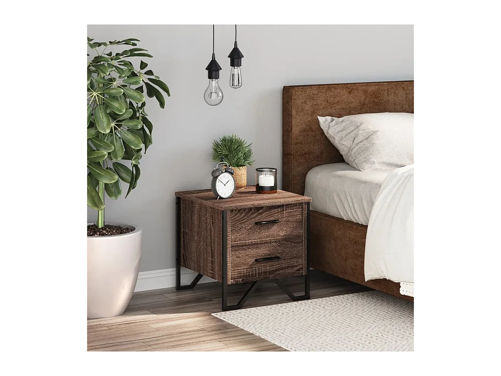 Hanne  Table de chevet chêne marron 40x41x40 cm bois d’ingénierie