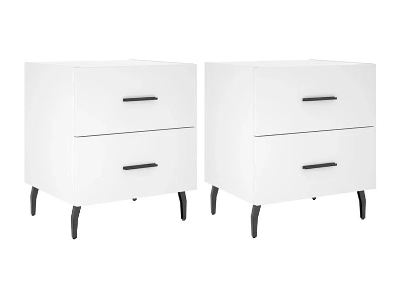 Brad John  Comodini 2 pz Bianc 40x35x47,5 cm in Legno Multistrato