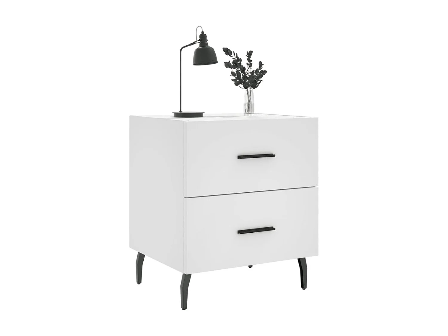 Brad John  Tables de chevet 2 pcs blanc 40x35x47,5 cm bois d’ingénierie