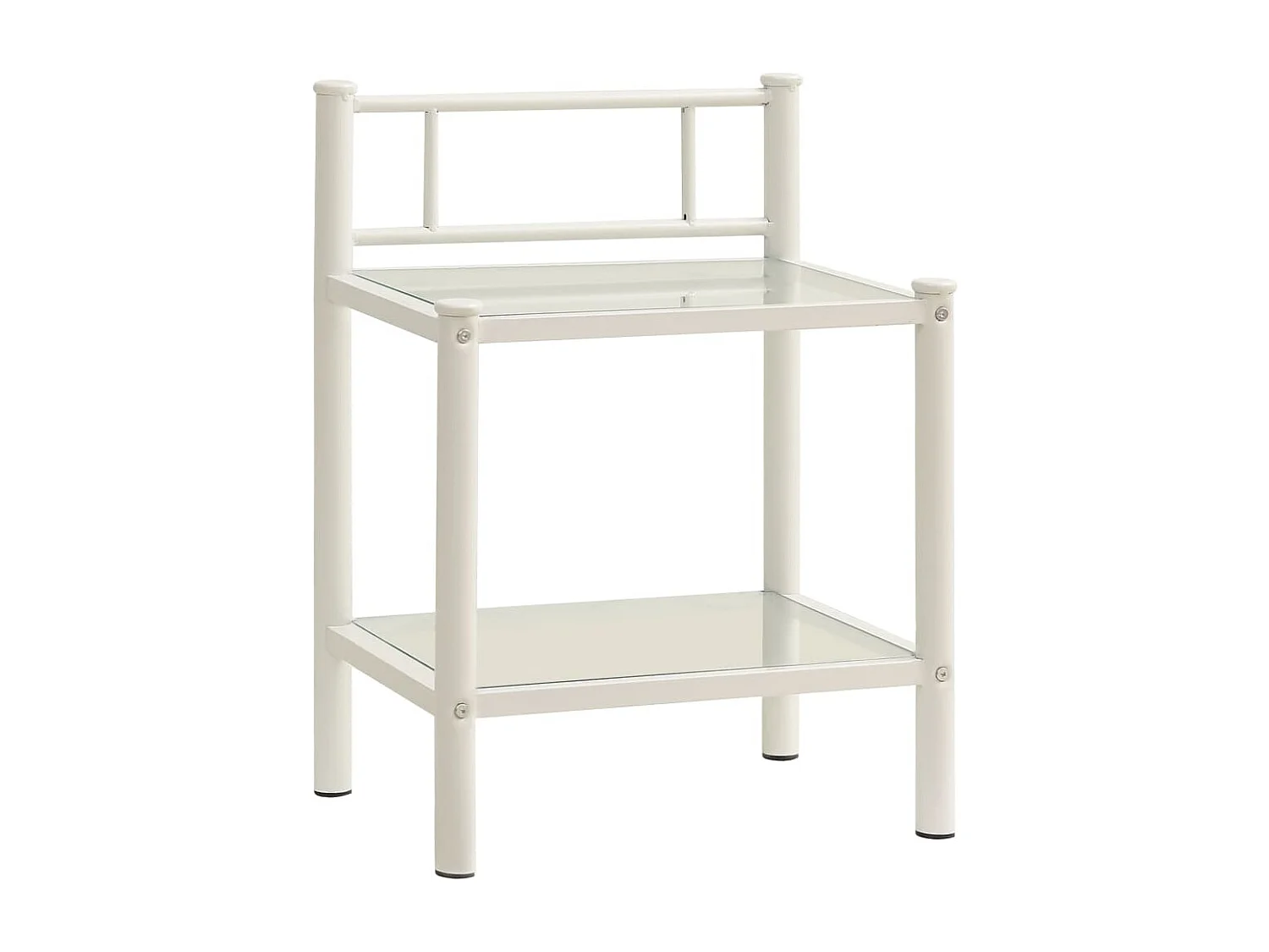 Tayeb  Comodini 2 pz in Metallo Bianco e Vetro Trasparente