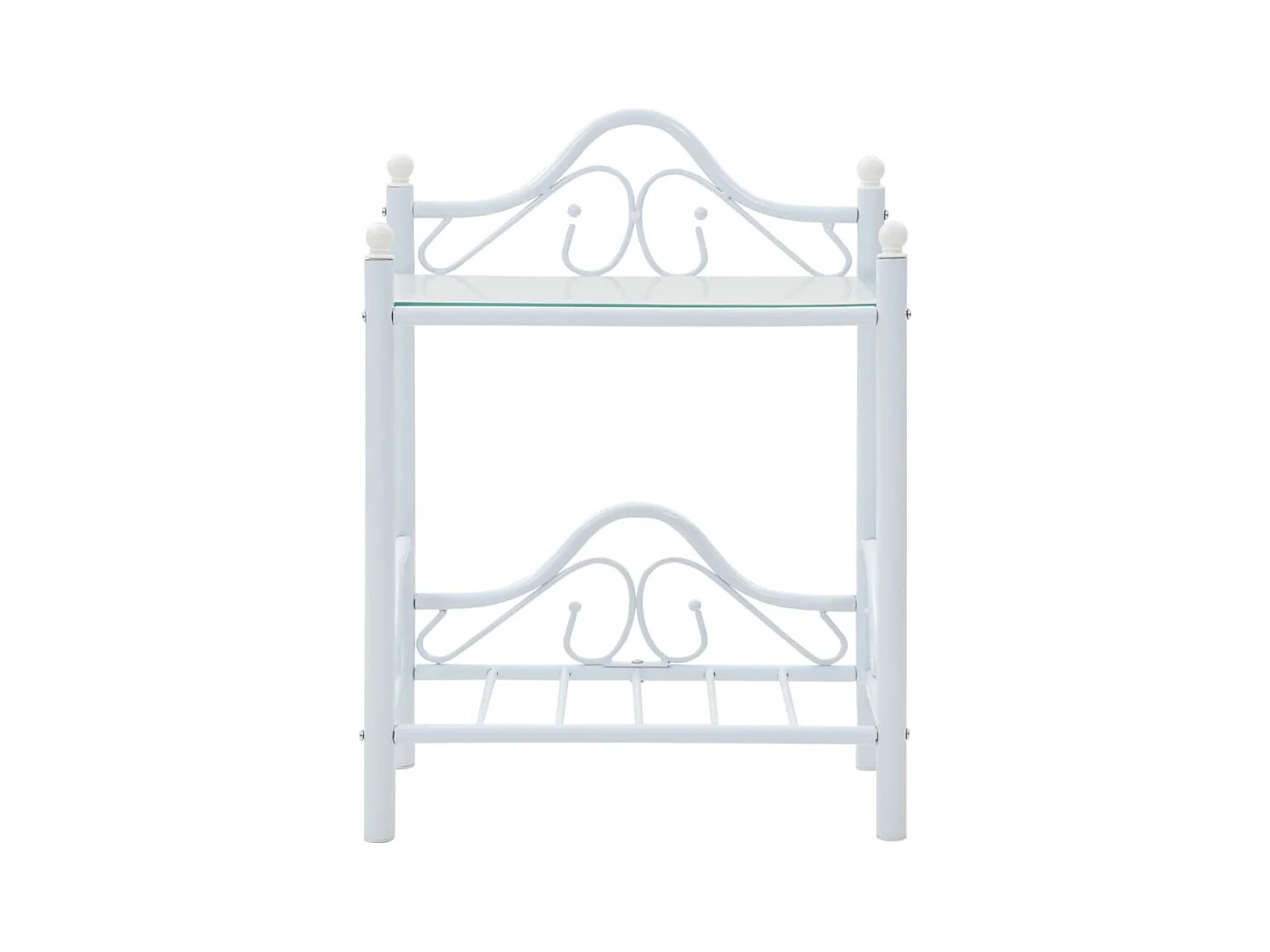 Xylith  Table de chevet Acier et verre trempé 45 x 30,5 x 60 cm Blanc