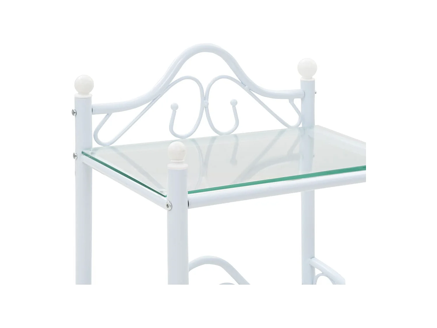 Xylith  Table de chevet Acier et verre trempé 45 x 30,5 x 60 cm Blanc