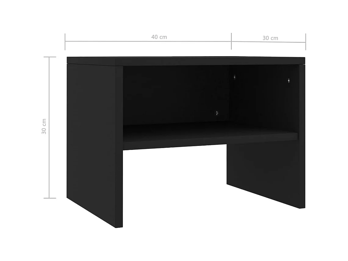 De Witt  Tables de chevet 2 pcs Noir 40x30x30 cm Bois d'ingénierie