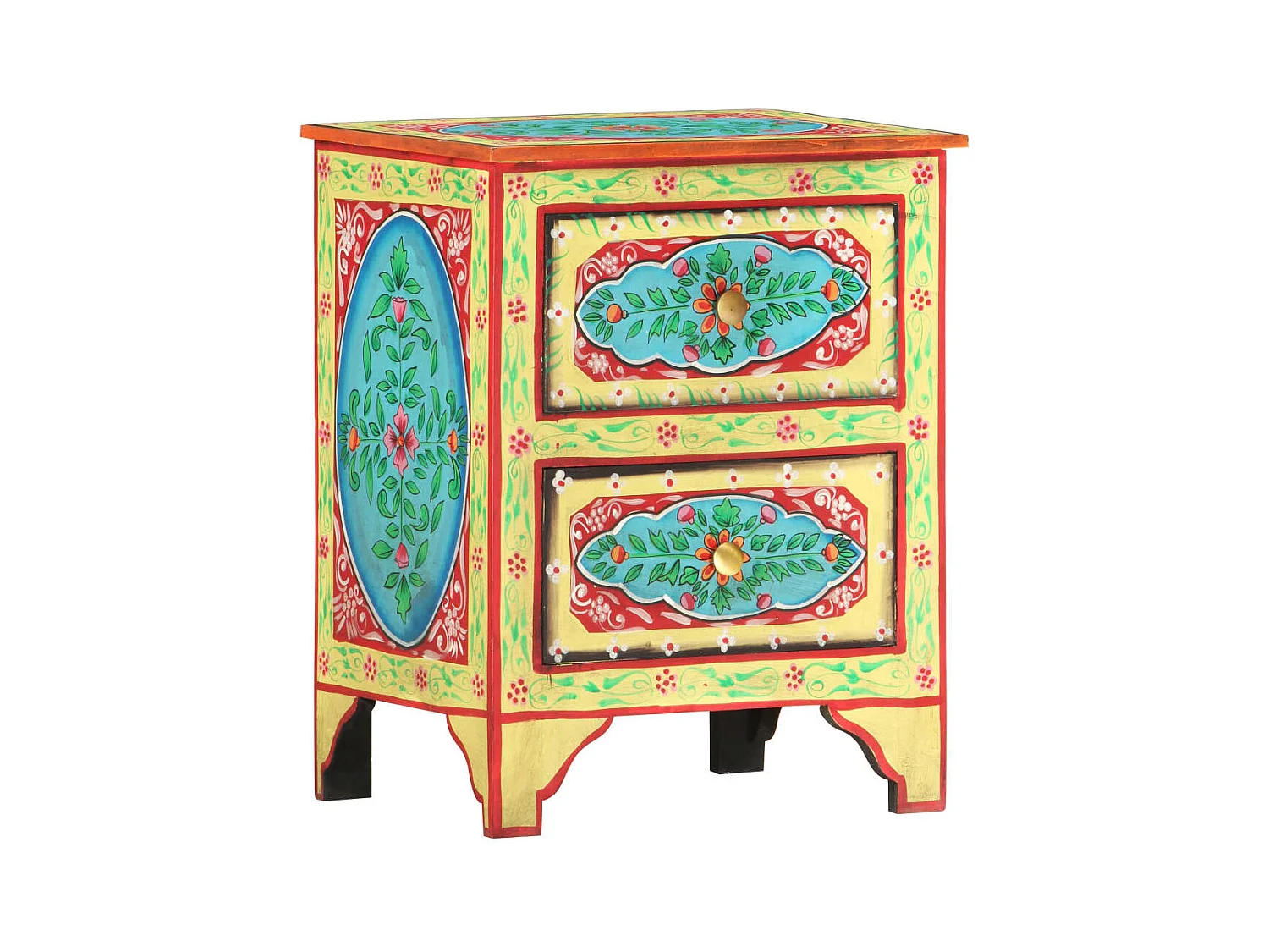 François-Aubin  Table de chevet peinte à la main 40x30x50 cm Bois de manguier