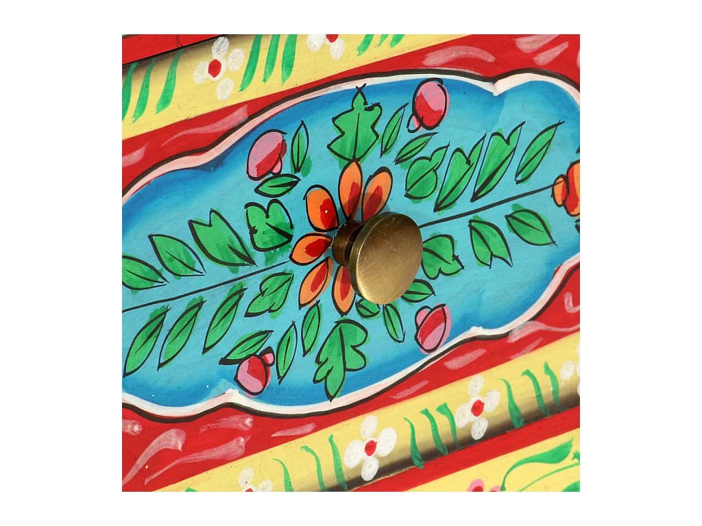 François-Aubin  Table de chevet peinte à la main 40x30x50 cm Bois de manguier