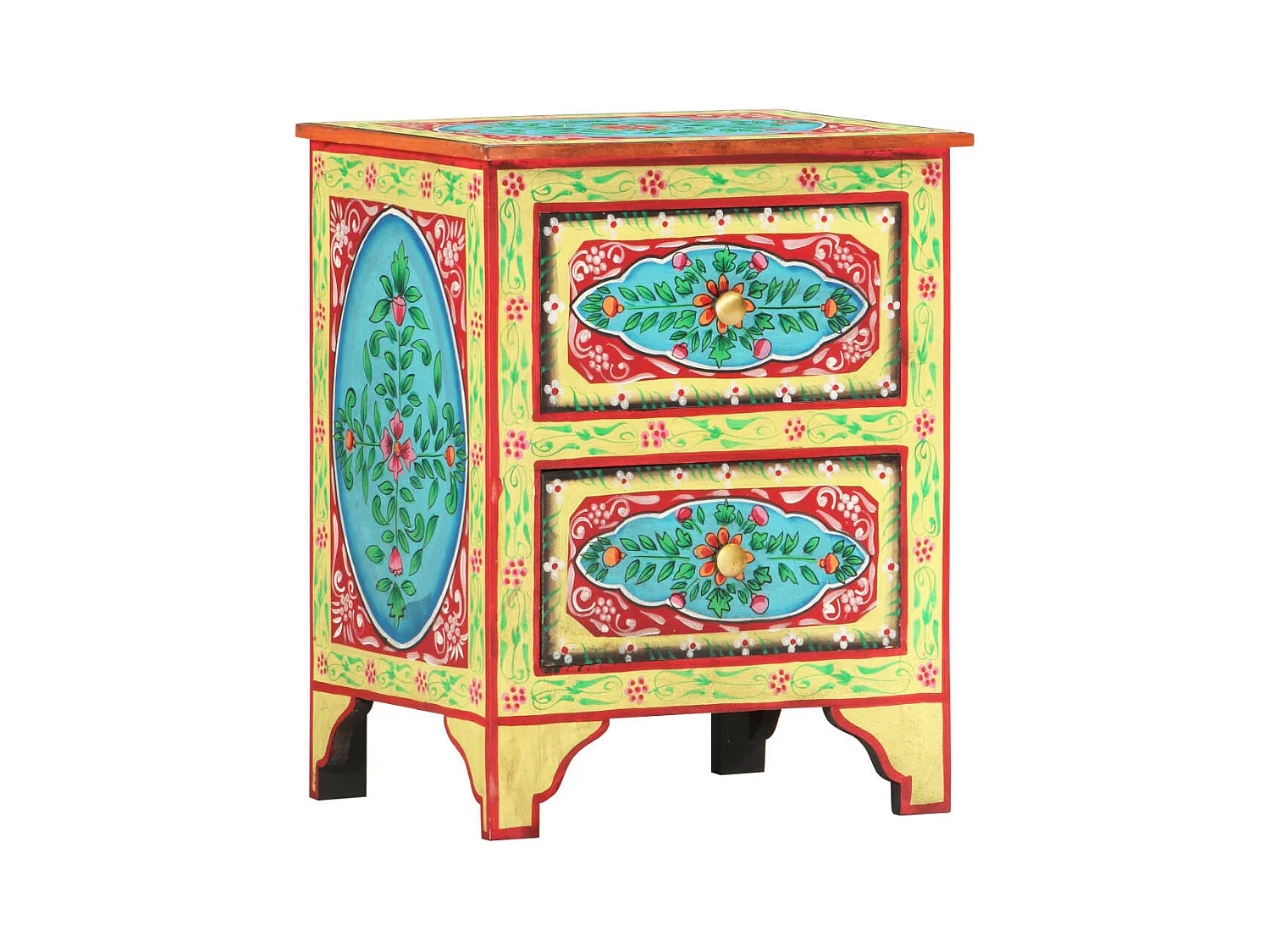 François-Aubin  Table de chevet peinte à la main 40x30x50 cm Bois de manguier