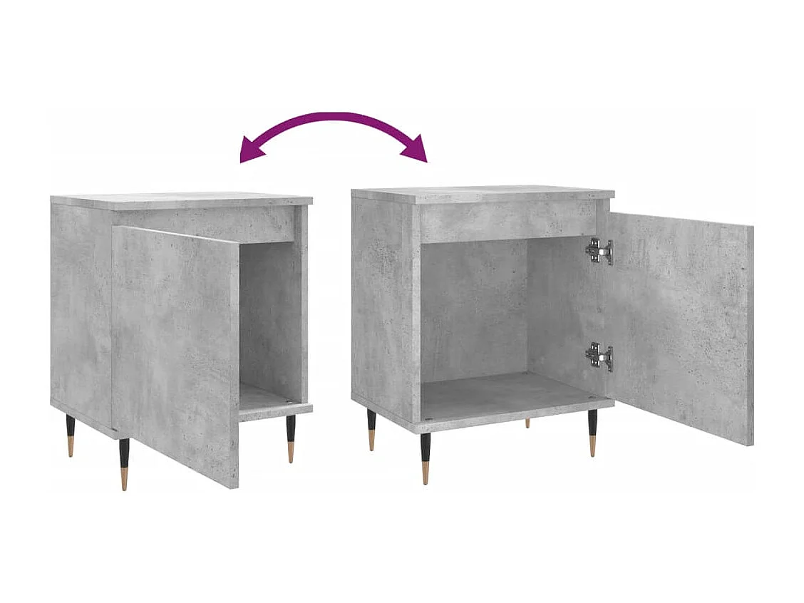 Felina  Tables de chevet 2 pcs gris béton 40x30x50 cm bois d'ingénierie