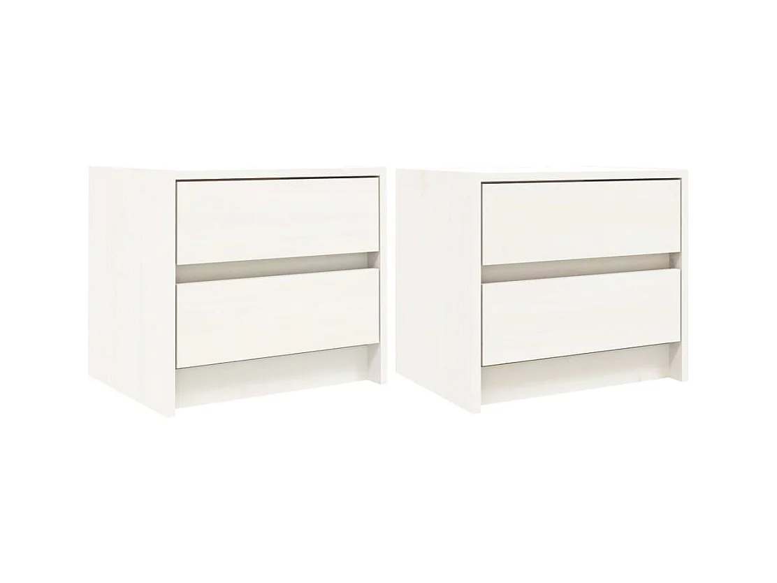 Claire-Françoise-Louise  Tables de chevet 2 pcs blanc 40x31x35,5 cm bois de pin massif