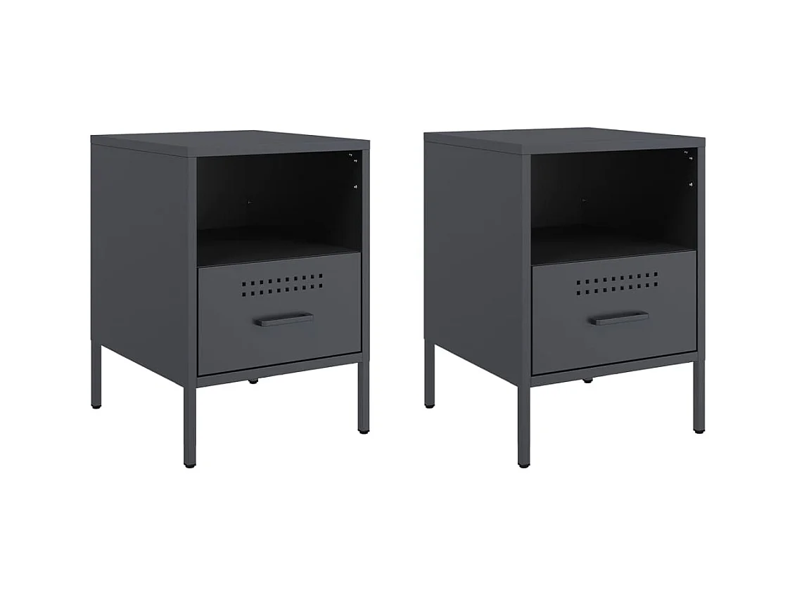 Sundby  Tables de chevet 2 pcs anthracite 36x39x50,5 cm acier