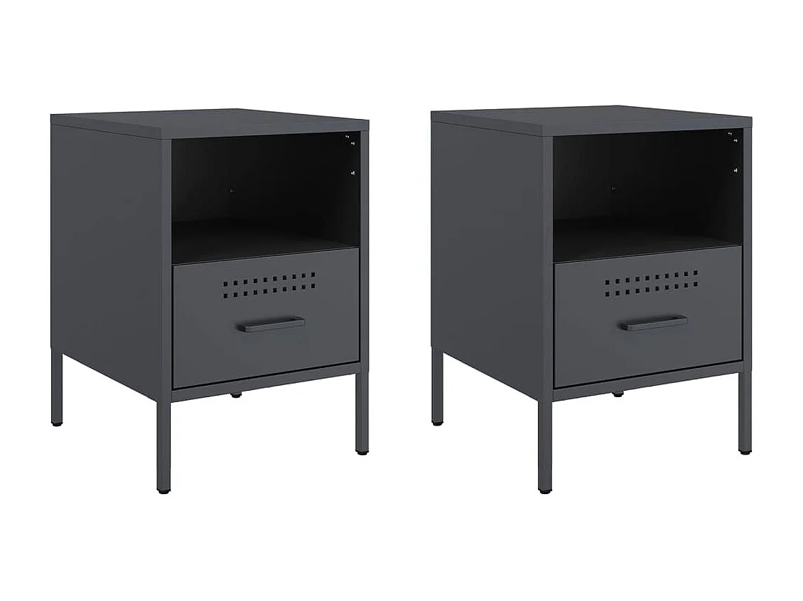 Sundby  Tables de chevet 2 pcs anthracite 36x39x50,5 cm acier