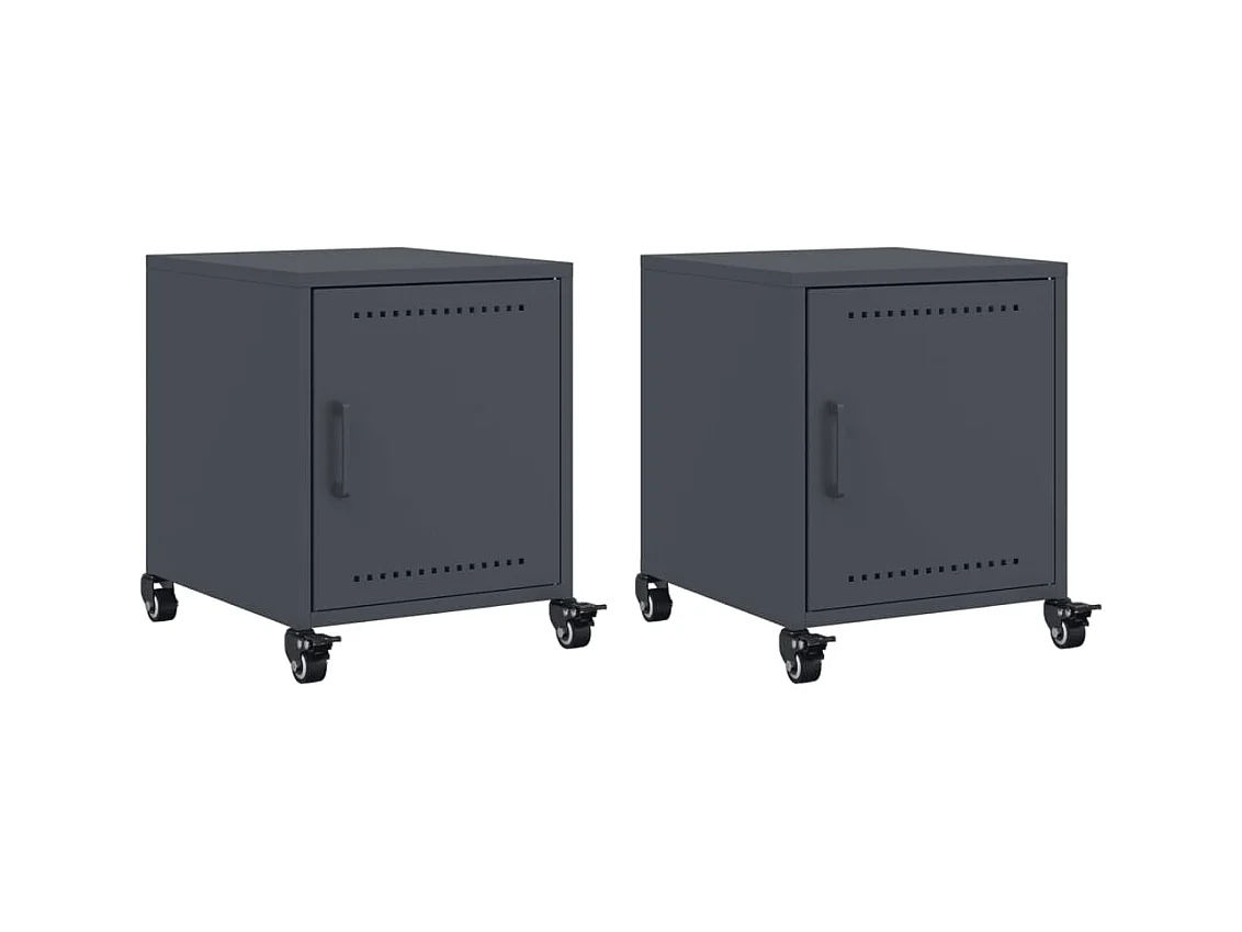 Crestline  Tables de chevet 2 pcs anthracite 36x39x43,5 cm acier