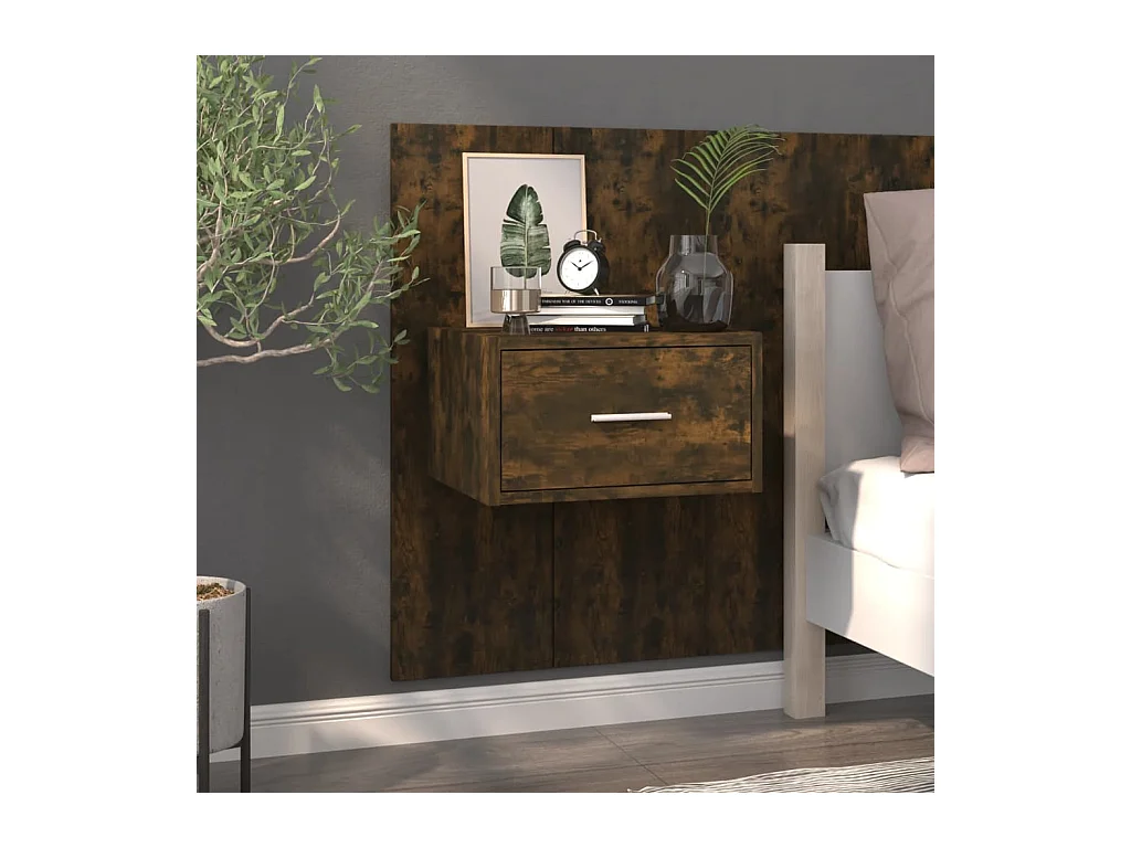 Saffira  Table de chevet murale Chêne fumé