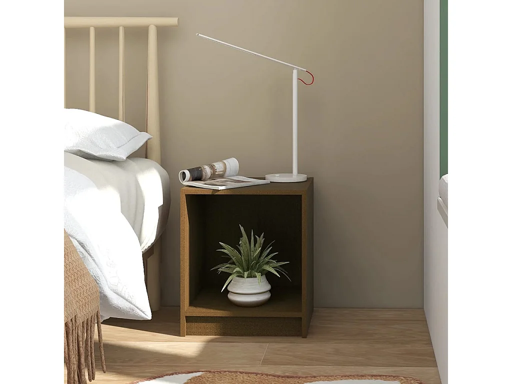 Liam Kyle  Table de chevet Marron miel 35,5x33,5x41,5cm Bois de pin massif