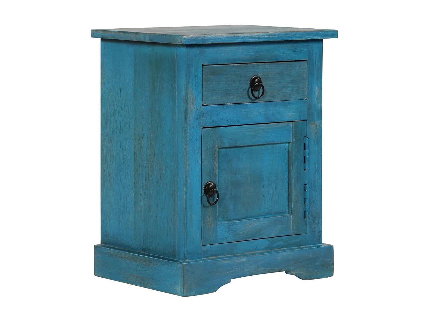 Prolenta Premium -  Nachttisch Massivholz Mango 40x30x50 cm Blau