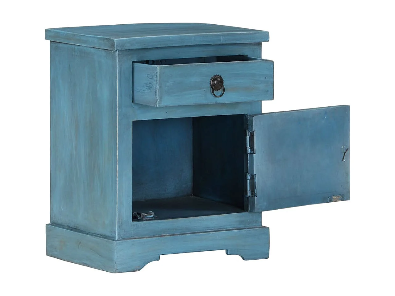 Prolenta Premium -  Nachttisch Massivholz Mango 40x30x50 cm Blau