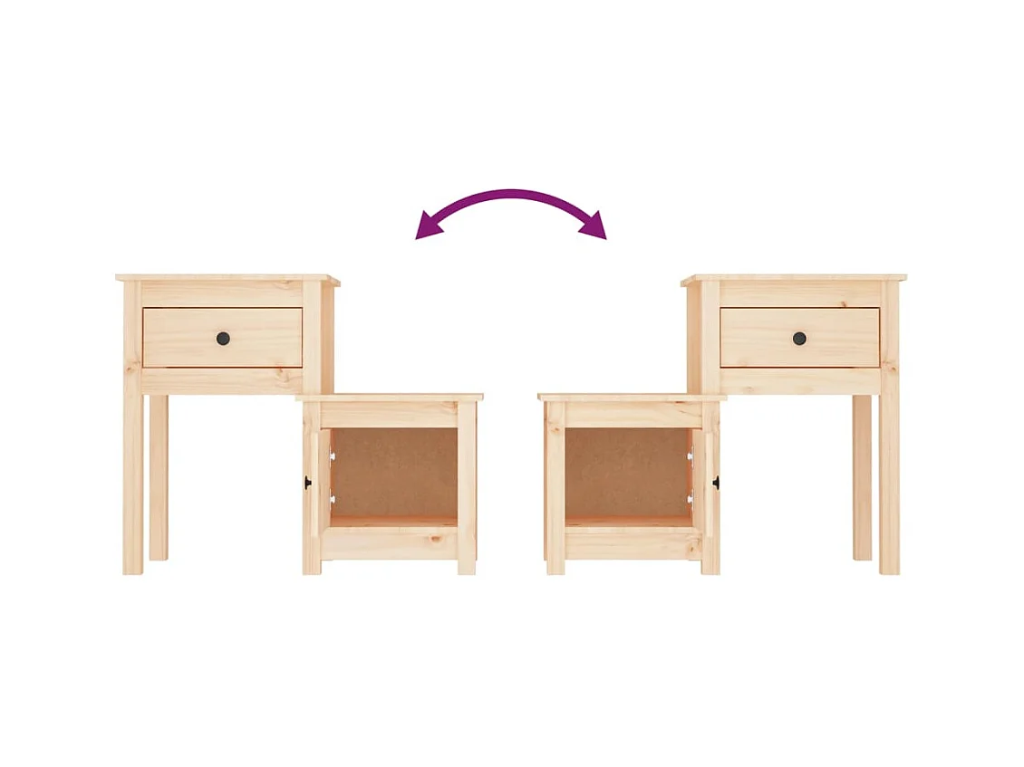 Bailey  Tables de chevet 2 pcs 79,5x38x65,5 cm Bois de pin massif