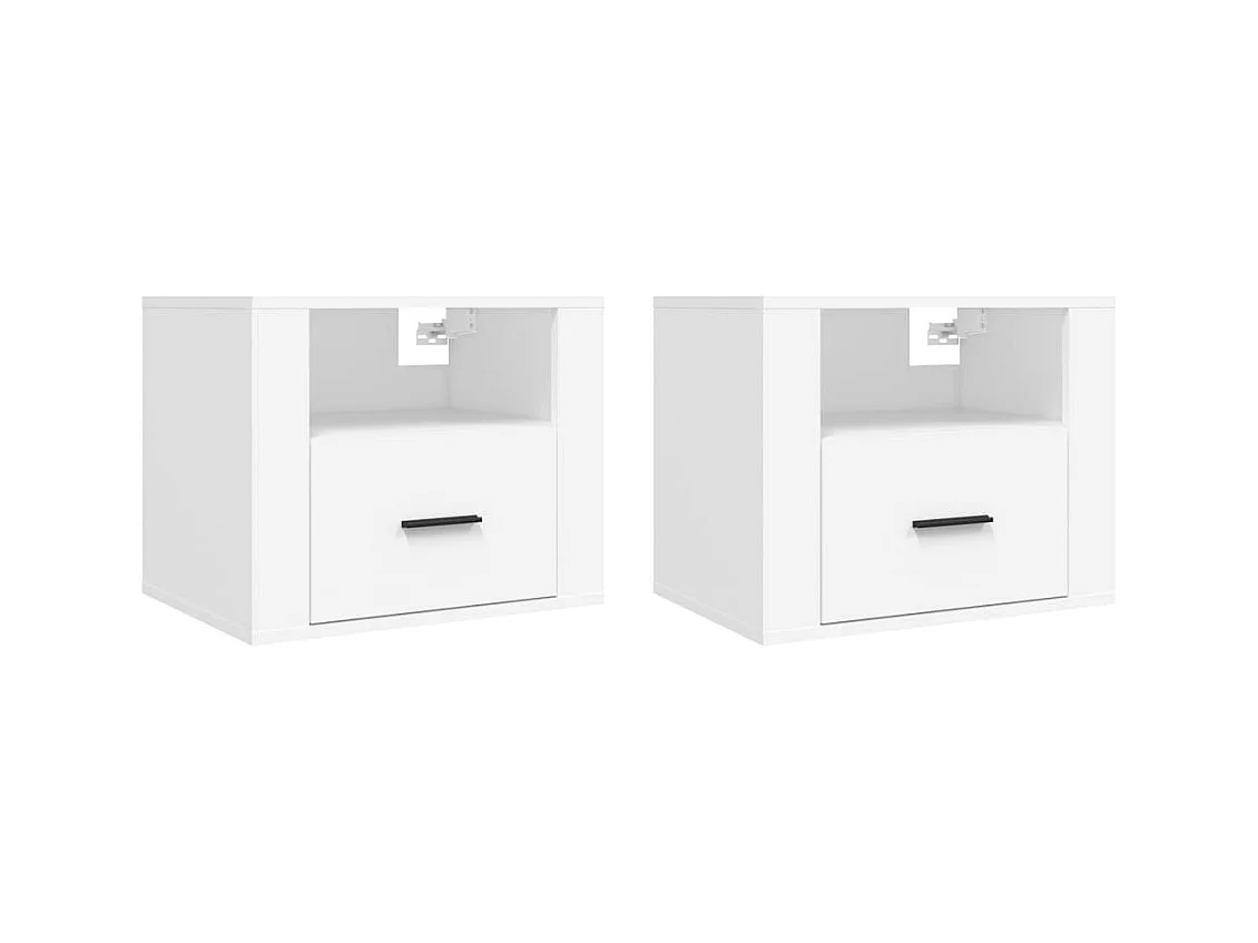 Pyren  Tables de chevet murales 2 pcs Blanc 50x36x40 cm