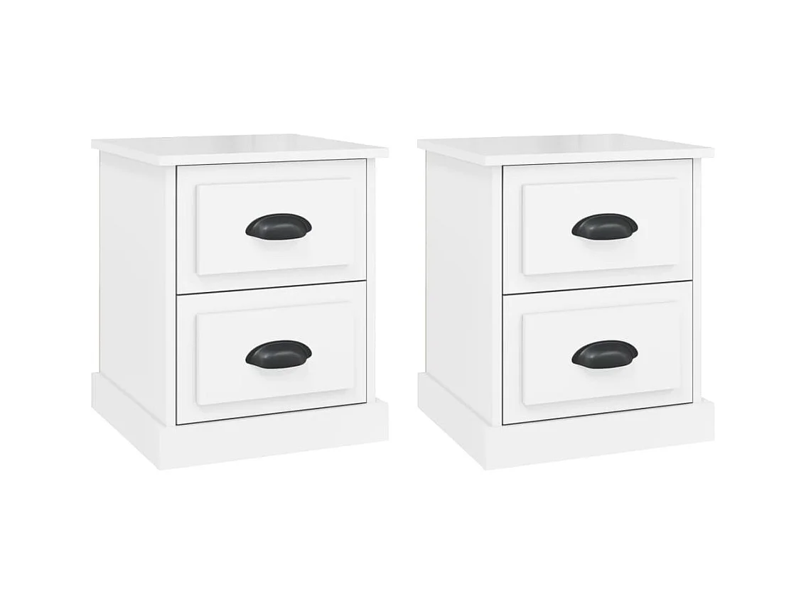 Arras  Tables de chevet 2 pcs blanc brillant 39x39x47,5 cm