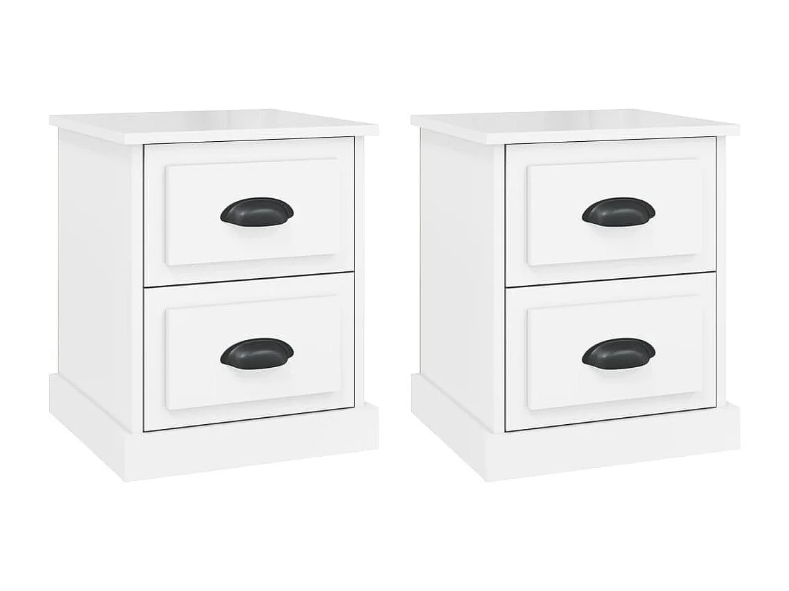 Arras  Tables de chevet 2 pcs blanc brillant 39x39x47,5 cm