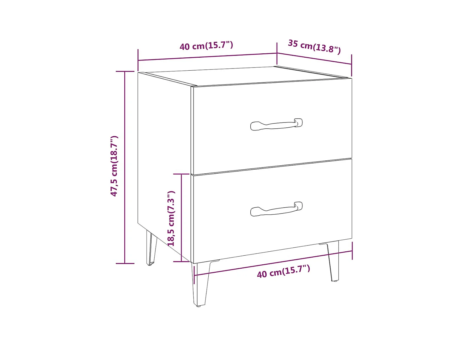 Higginsville  Tables de chevet 2 pcs Blanc 40x35x47,5 cm