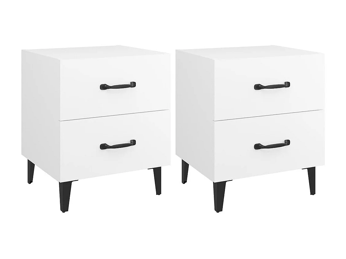 Higginsville  Comodini 2 pz Bianc 40x35x47,5 cm